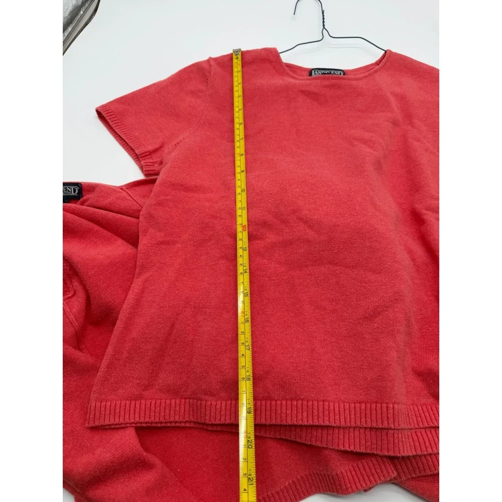 Lands End‎ Coral Pink Sweater Twin Set Cardigan Pullover Petite Medium 10-12